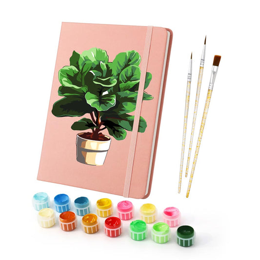 Paint by Numbers Hardcover Journal Notebook - Potted Plant