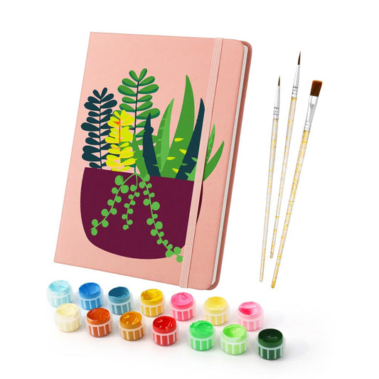 Paint by Numbers Hardcover Journal Notebook - Succulent Potted Plant