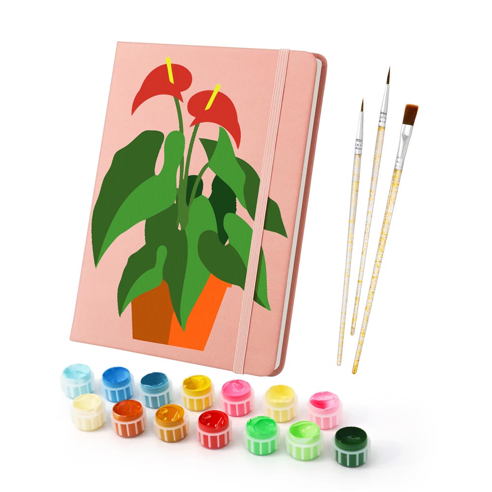 
Paint by Numbers Hardcover Journal Notebook - Succulent Potted Plant