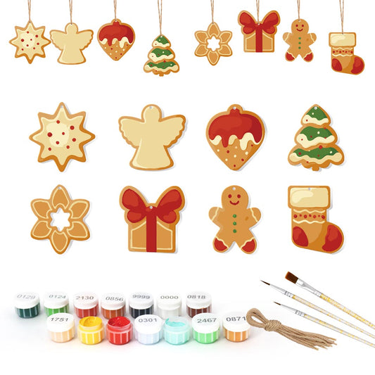 Paint by Numbers – 8 Christmas Ornaments – Angel, Gingerbread & Festive Cookie Set