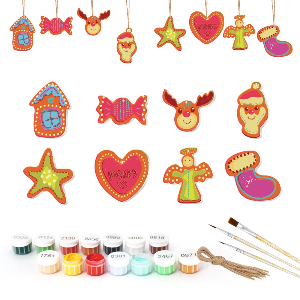 Paint by Numbers – 8 Christmas Ornaments – Colorful Reindeer, Santa & Festive Shapes Set