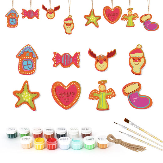 Paint by Numbers – 8 Christmas Ornaments – Colorful Reindeer, Santa & Festive Shapes Set