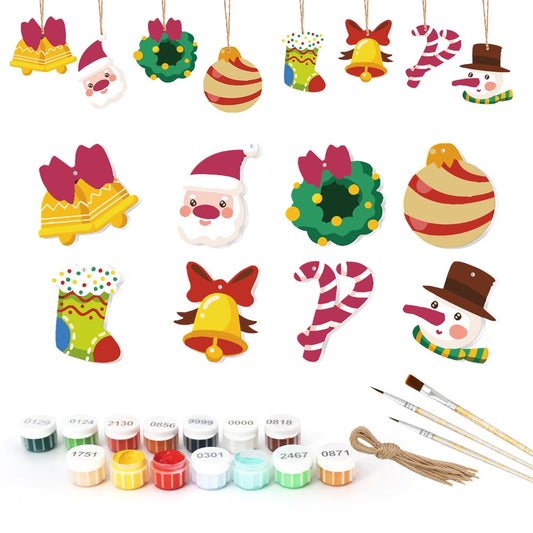 Paint by Numbers – 8 Christmas Ornaments – Festive Bells, Santa & Holiday Cheer Set