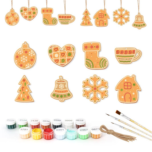 Paint by Numbers – 8 Christmas Ornaments – Gingerbread Hearts, Bells & Cozy Holiday Set