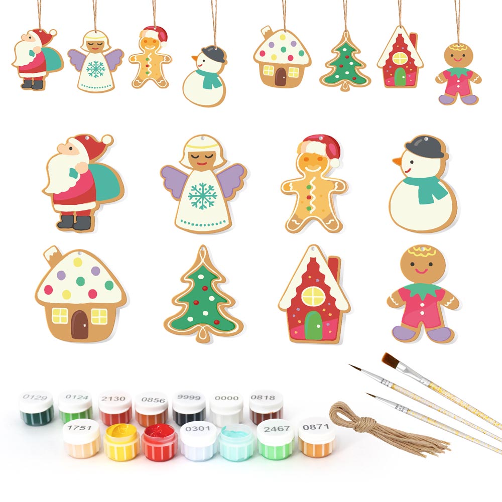 
Paint by Numbers – 8 Christmas Ornaments – Gingerbread Village & Holiday Figures Set