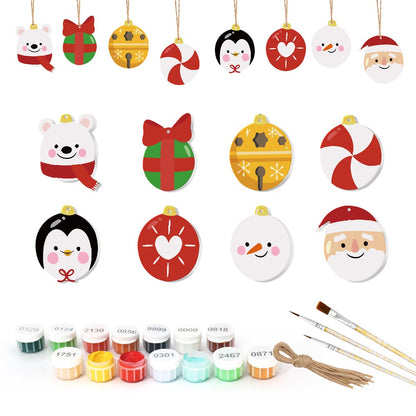 Paint by Numbers – 8 Christmas Ornaments – Polar Bear, Penguin & Festive Baubles Set