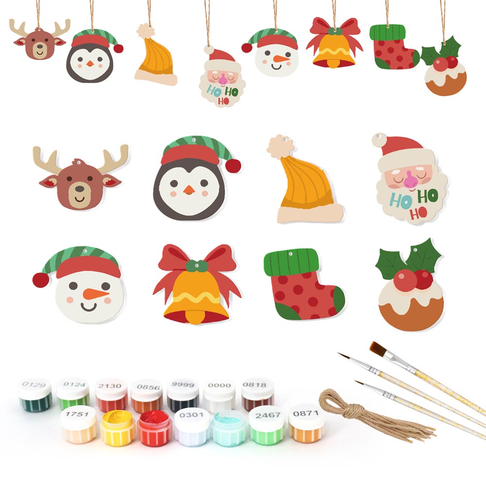 
Paint by Numbers – 8 Christmas Ornaments – Reindeer, Penguin & Festive Friends Set