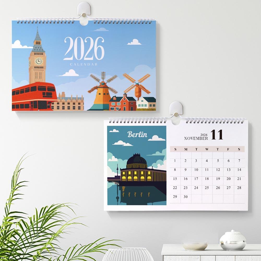 Paint by Numbers - 2026 Wall Calendar - World Landmarks Edition