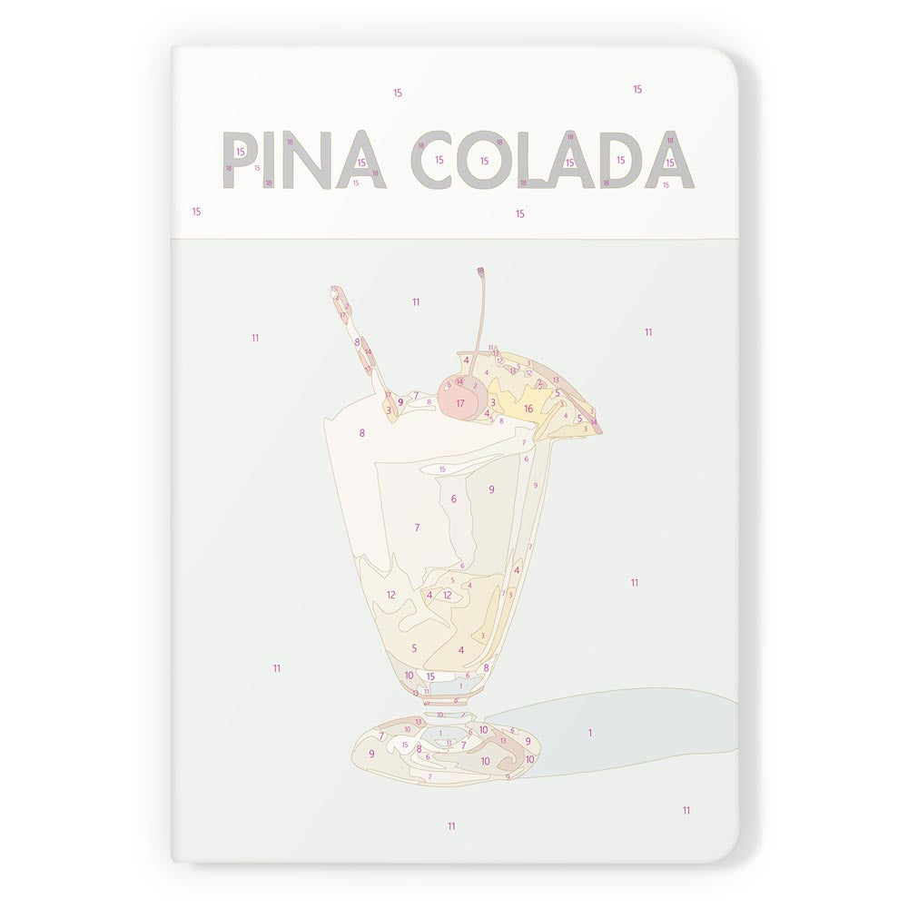 Paint by Numbers Hardcover Journal Notebook - Pina Colada Cocktail