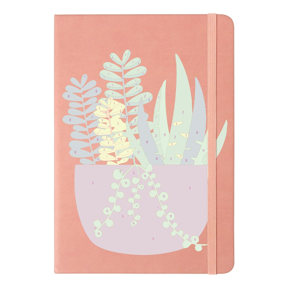 Paint by Numbers Hardcover Journal Notebook - Succulent Potted Plant