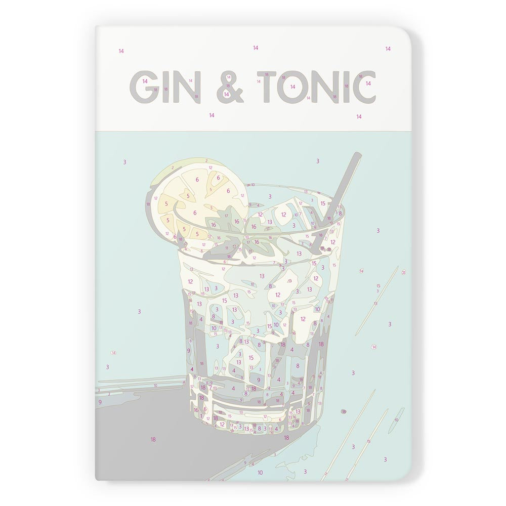 Paint by Numbers Hardcover Journal Notebook - Gin & Tonic Cocktail