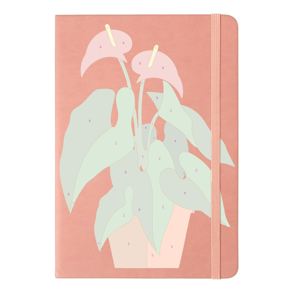 Paint by Numbers Hardcover Journal Notebook - Succulent Potted Plant