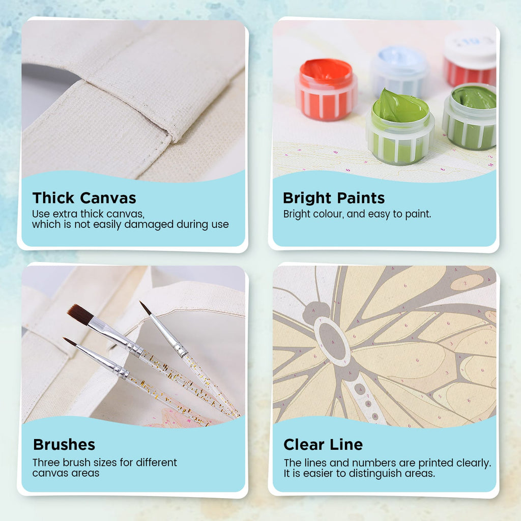 Paint by Numbers – DIY Totebag | Golden Butterfly