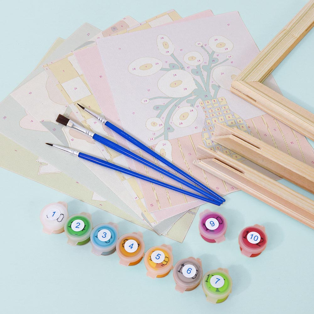 
Paint by Numbers – 6 Mini Paintings | Modern Floral Pop Art Set
