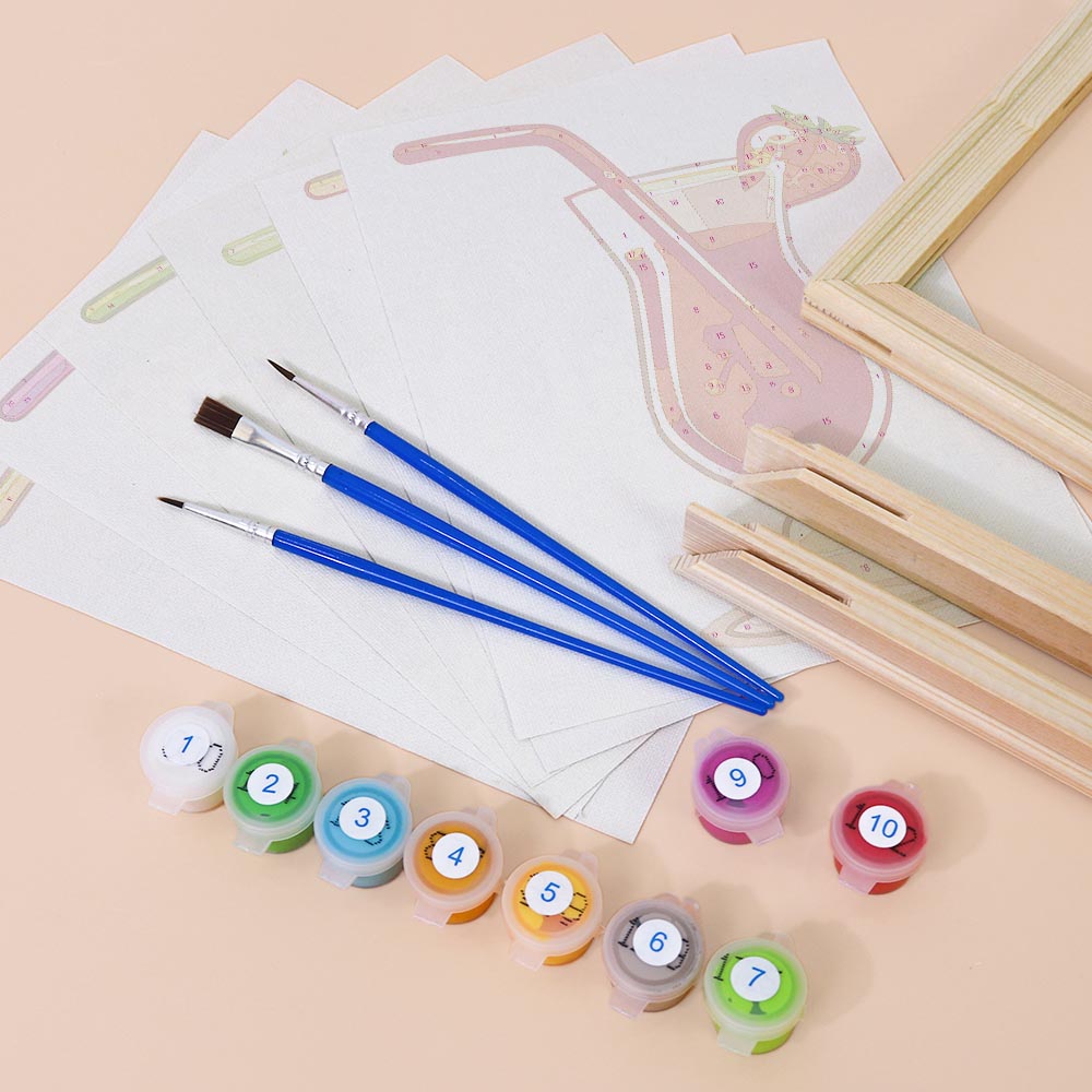 Paint by Numbers – 6 Mini Paintings | Exotic Cocktail Glasses Set