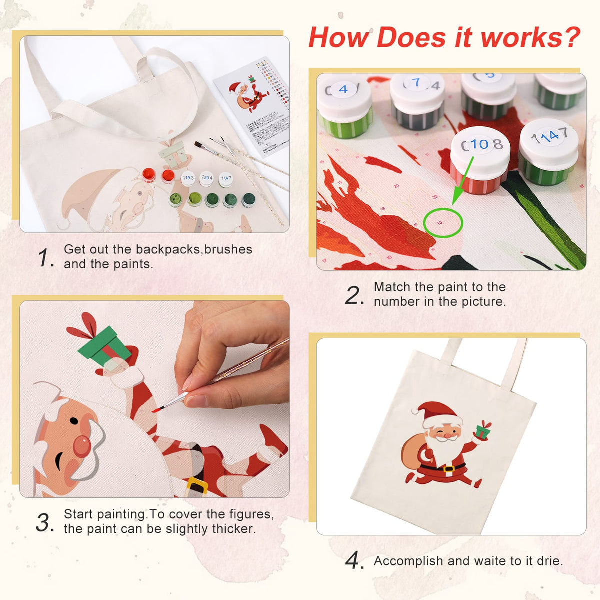 
Paint by Numbers – DIY Totebag | Jolly Santa Claus