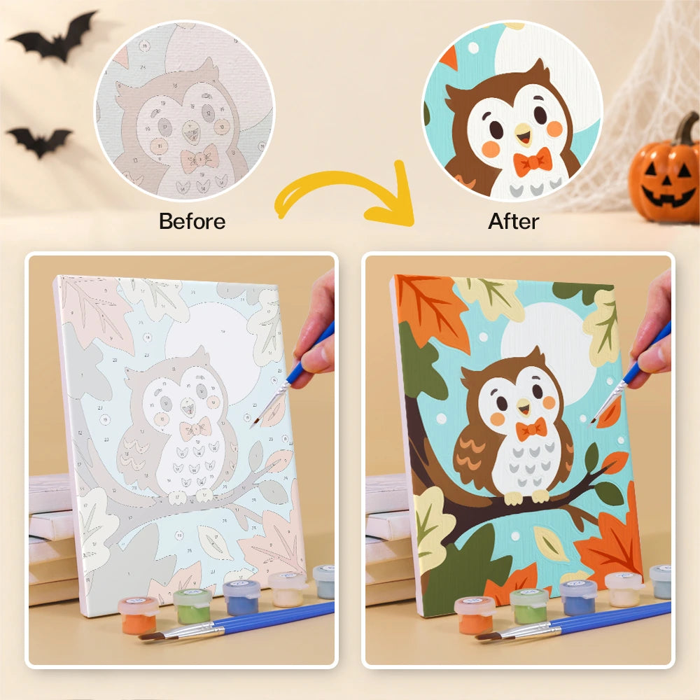 Paint by Numbers – 6 Mini Paintings | Autumn Leaves Halloween Pets Set
