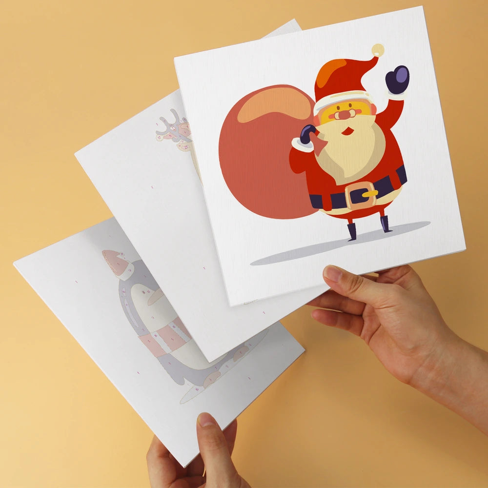 Paint by Numbers – 6 Mini Paintings | Christmas Toy Figures (Square)