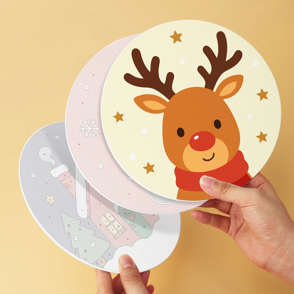 Paint by Numbers – 6 Mini Paintings | Classic Christmas Rounds (Round)