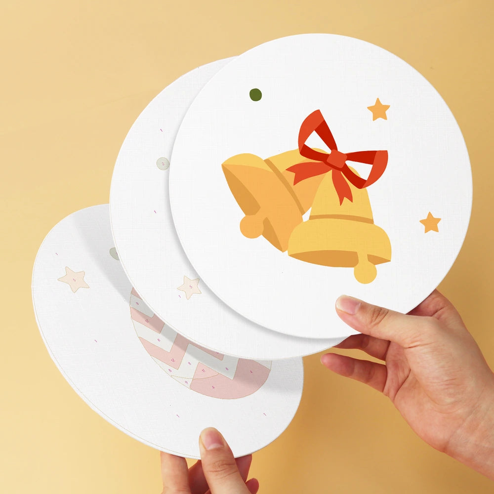 Paint by Numbers – 6 Mini Paintings | Classic Christmas Symbols (Round)