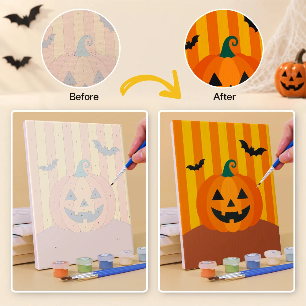 
Paint by Numbers – 6 Mini Paintings | Classic Halloween Icons Set