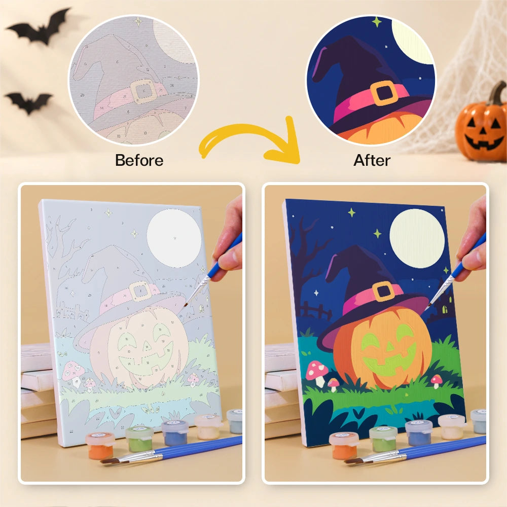 Paint by Numbers – 6 Mini Paintings | Colorful Graveyard Friends Set