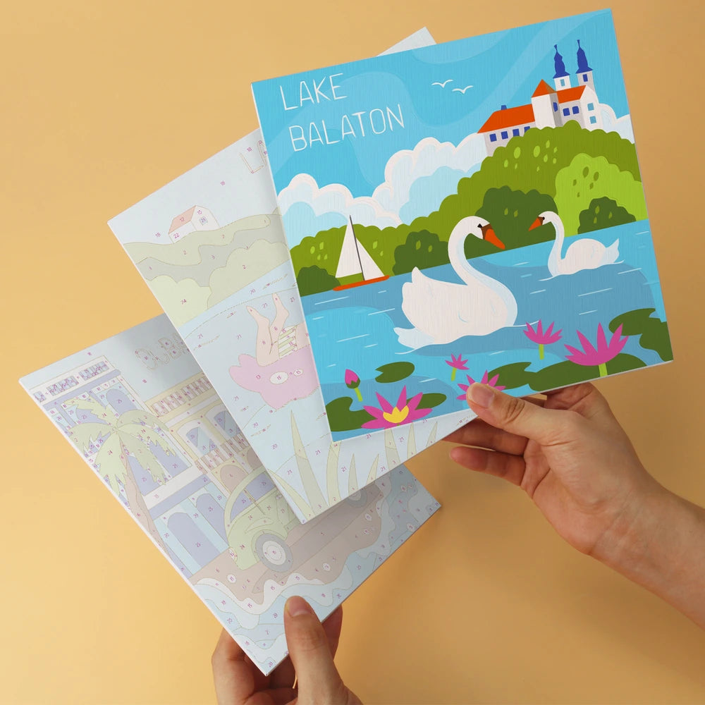 
Paint by Numbers – 6 Mini Paintings | European Holiday Postcards (Square)