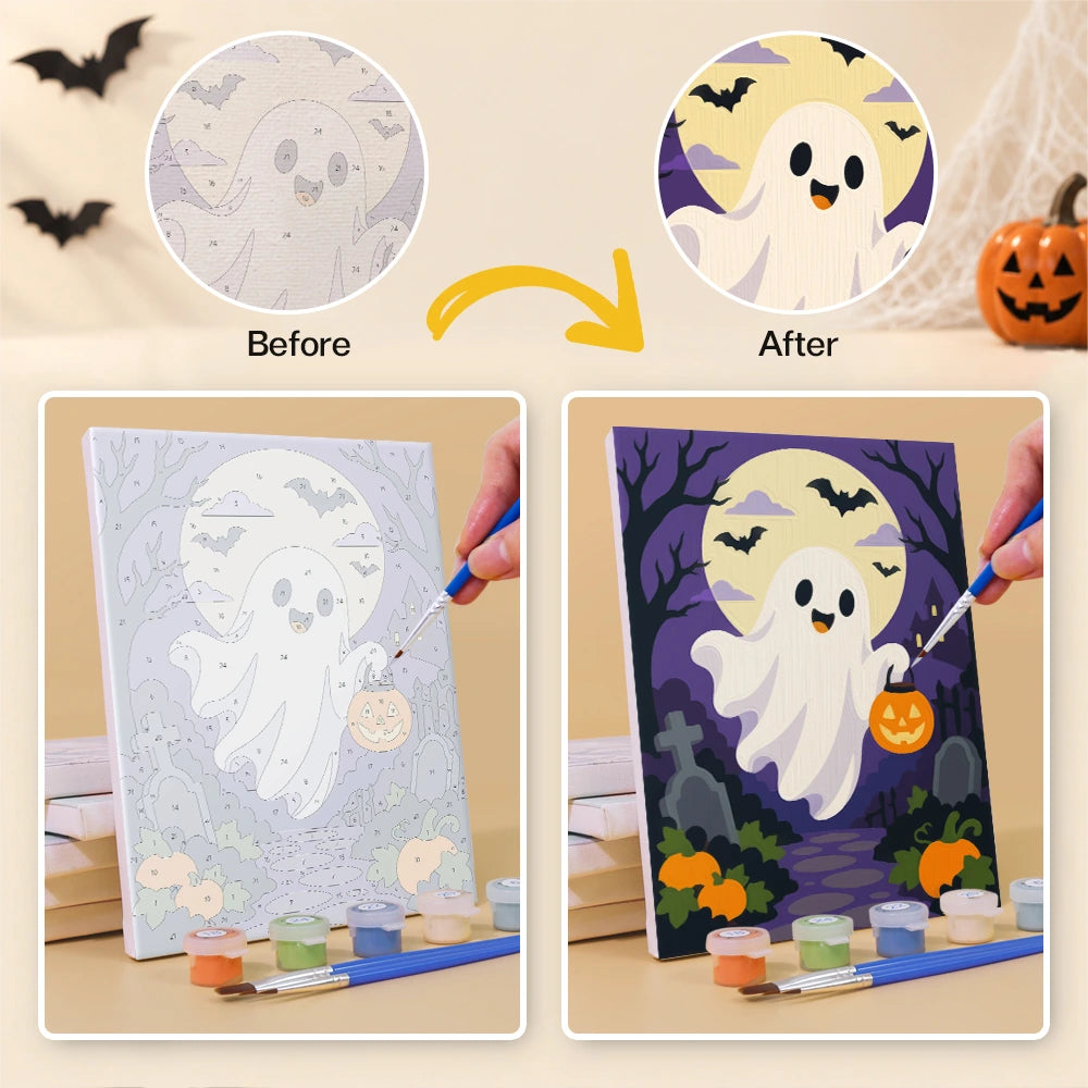 Paint by Numbers – 6 Mini Paintings | Gothic Graveyard Night Set