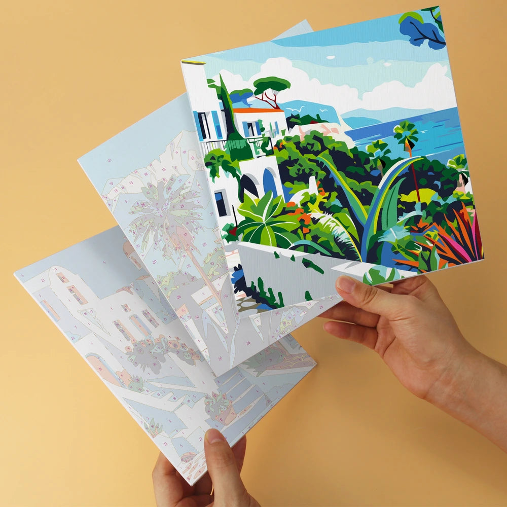 Paint by Numbers – 6 Mini Paintings | Greek Island Alleys (Square)