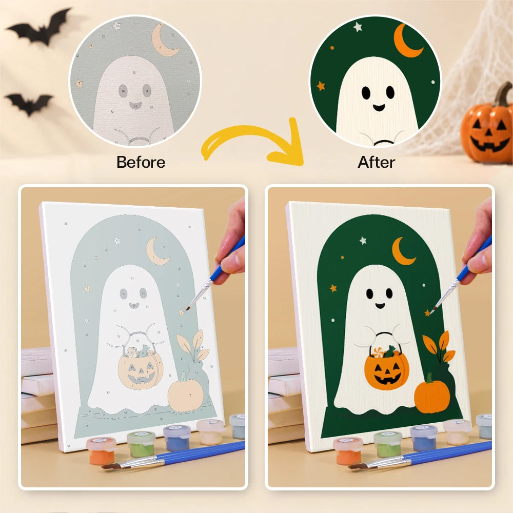 Paint by Numbers – 6 Mini Paintings | Green Arch Halloween Scenes Set