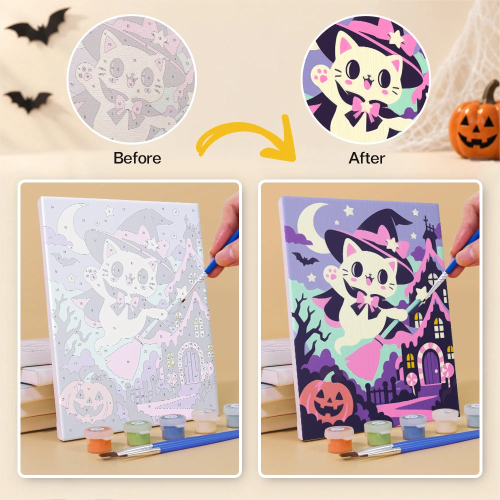 Paint by Numbers – 6 Mini Paintings | Halloween Circus Characters Set