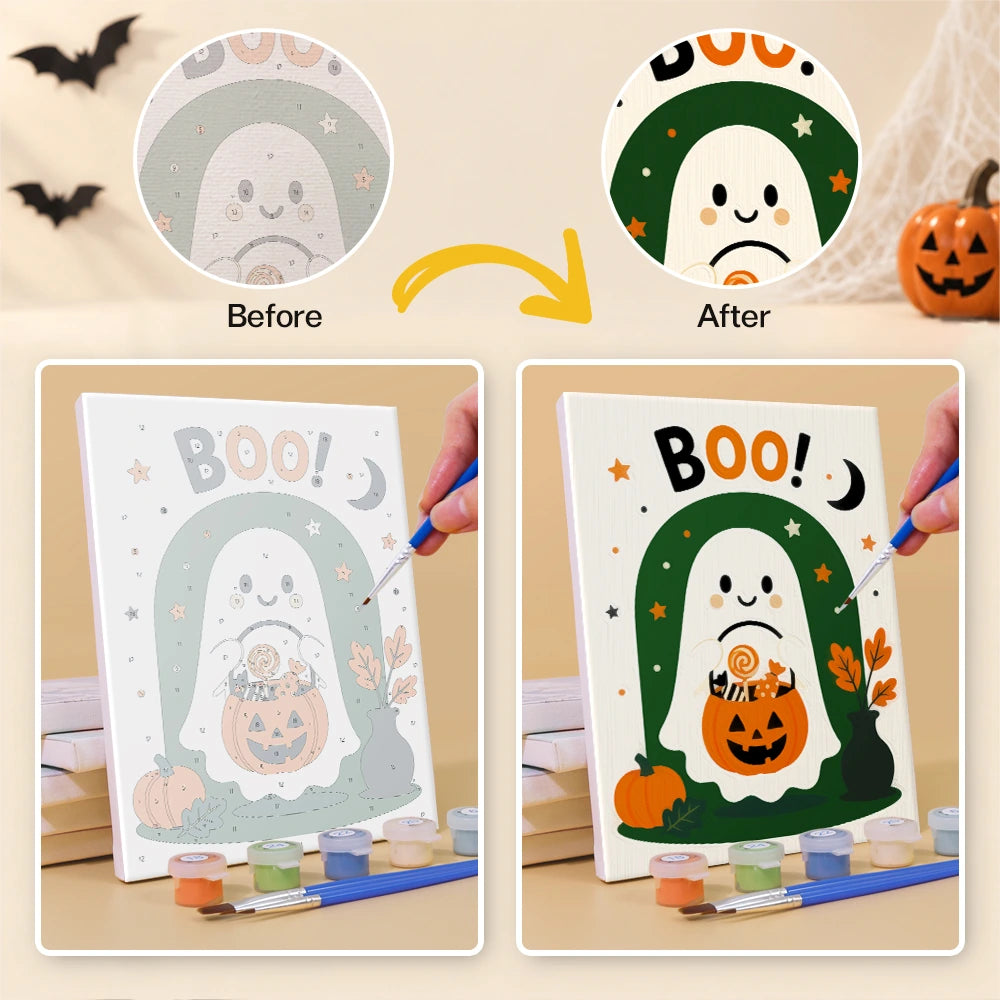 Paint by Numbers – 6 Mini Paintings | Happy Haunting Lettering Set