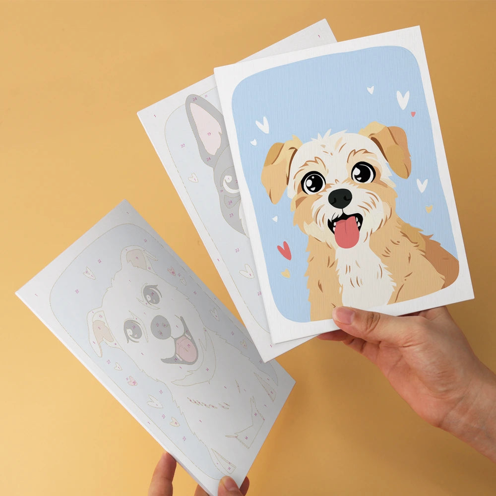 
Paint by Numbers – 6 Mini Paintings | Happy Puppy Portraits