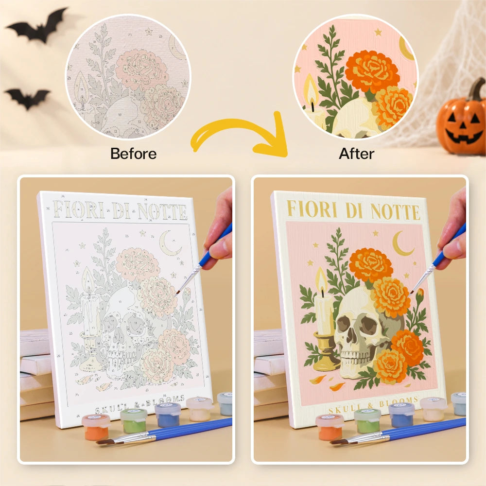 Paint by Numbers – 6 Mini Paintings | Italian Botanical Halloween Posters Set