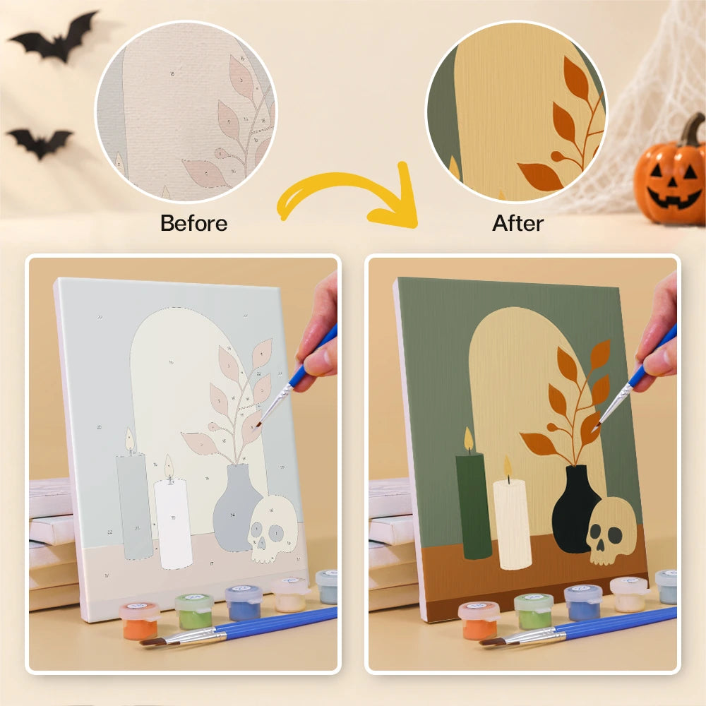 
Paint by Numbers – 6 Mini Paintings | Minimalist Halloween Interiors Set