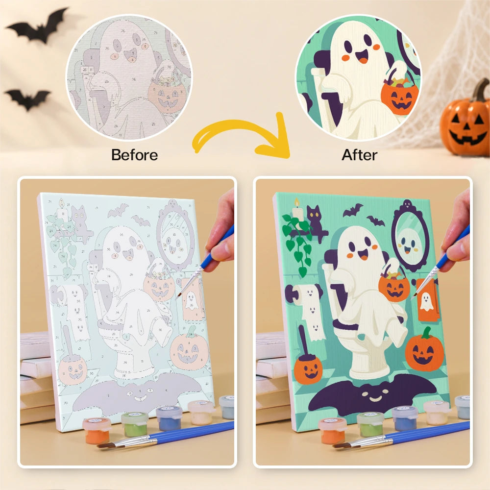 Paint by Numbers – 6 Mini Paintings | Monsters in the Bathroom Set