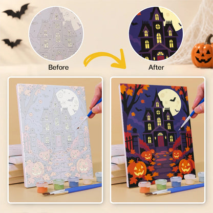 Paint by Numbers – 6 Mini Paintings | Moonlit Autumn Haunts Set