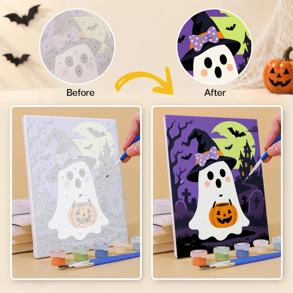 Paint by Numbers – 6 Mini Paintings | Neon Graveyard Characters Set