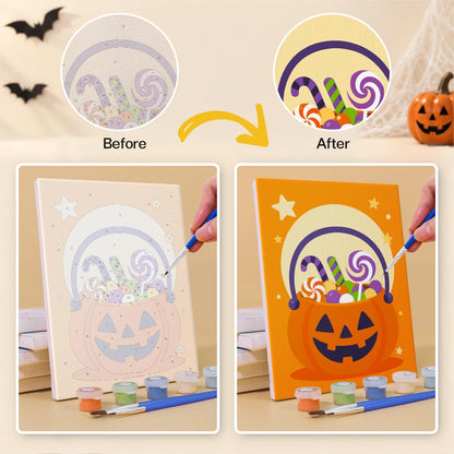 Paint by Numbers – 6 Mini Paintings | Owl, Cat and Dancing Skeleton Set