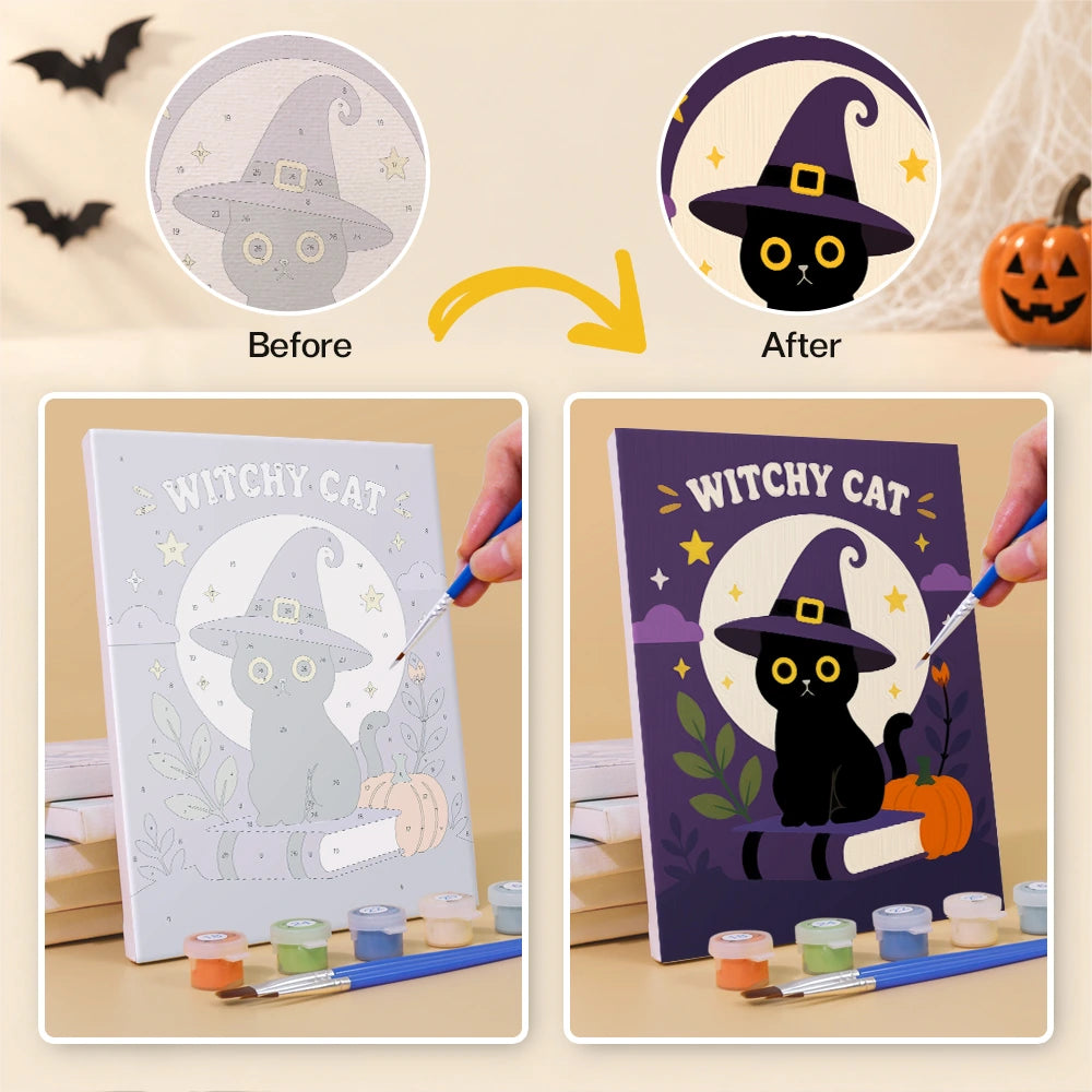 
Paint by Numbers – 6 Mini Paintings | Pumpkin Bloom Cats and Ghosts Set
