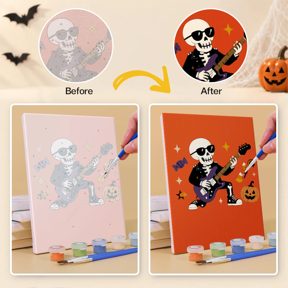 Paint by Numbers – 6 Mini Paintings | Retro Halloween Characters Set