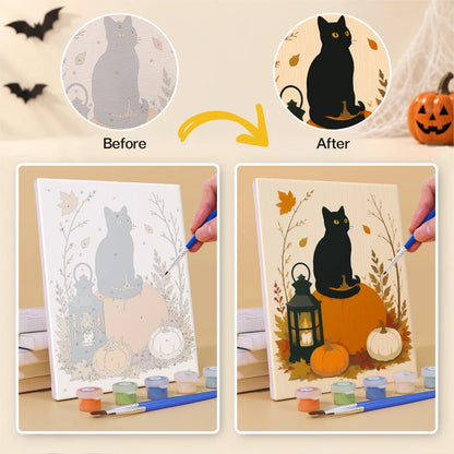 Paint by Numbers – 6 Mini Paintings | Rustic Autumn Halloween Set