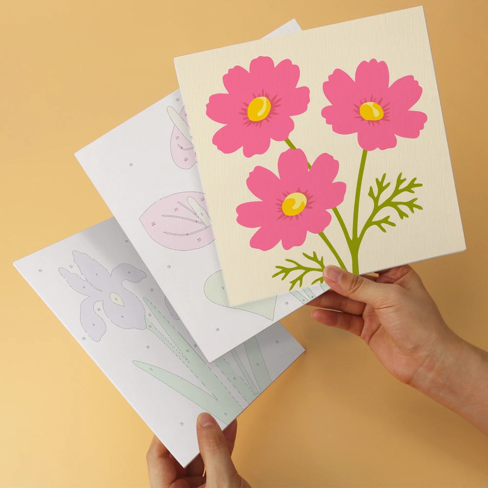 Paint by Numbers – 6 Mini Paintings | Simple Garden Blooms (Square)