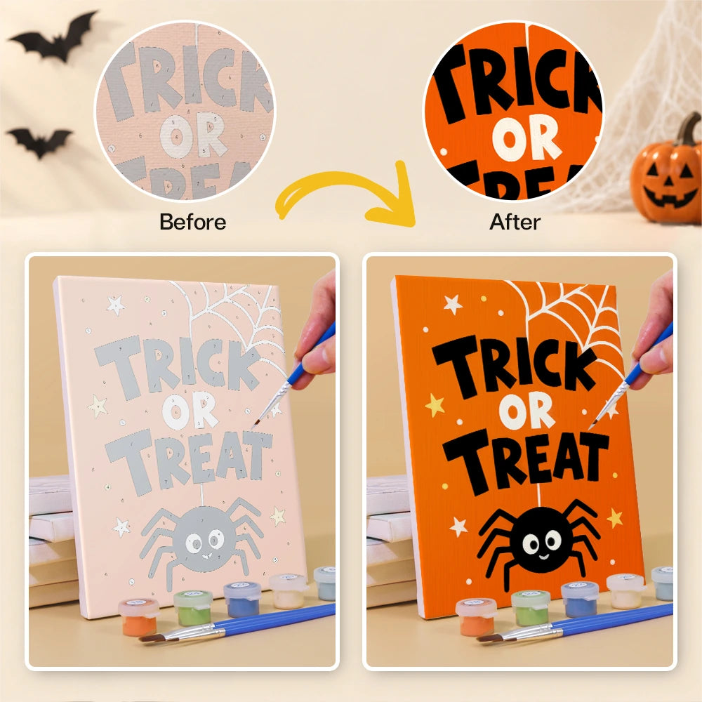 
Paint by Numbers – 6 Mini Paintings | Trick or Treat Party Posters Set