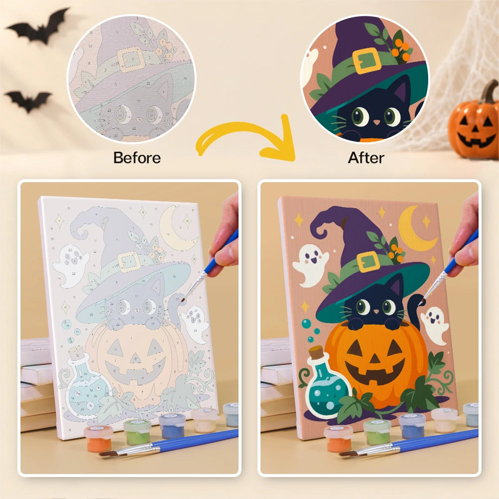 
Paint by Numbers – 6 Mini Paintings | Witch Hats and Mischief Set