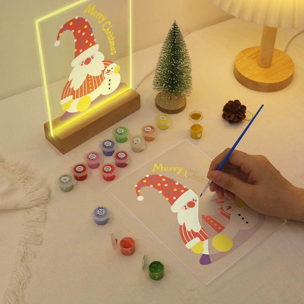Paint by Numbers - Christmas Light | Cozy Gnome with Tiny Snowman