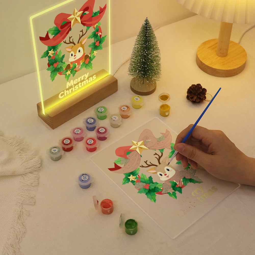 
Paint by Numbers - Christmas Light | Reindeer Christmas Wreath