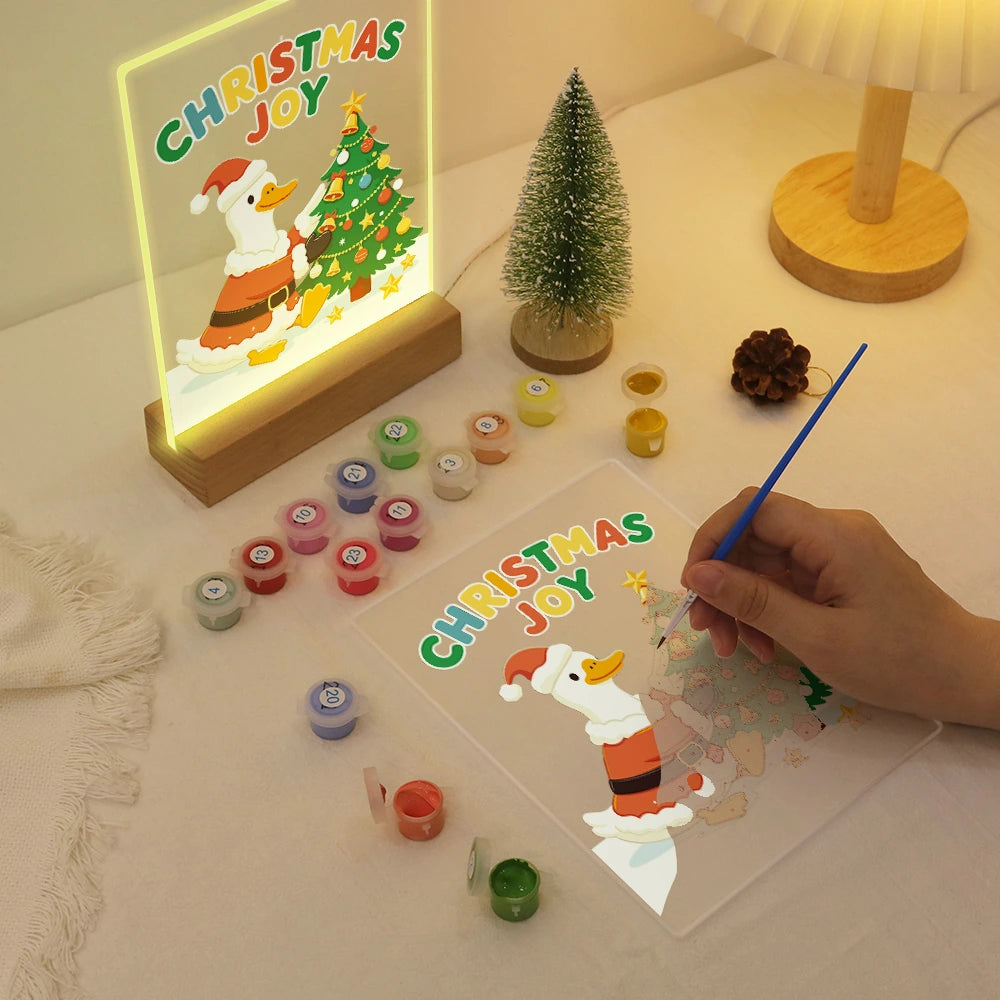 Paint by Numbers - Christmas Light | Santa Duck Decorating the Tree