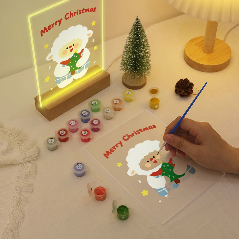 Paint by Numbers - Christmas Light | Sheep Holding a Christmas Tree