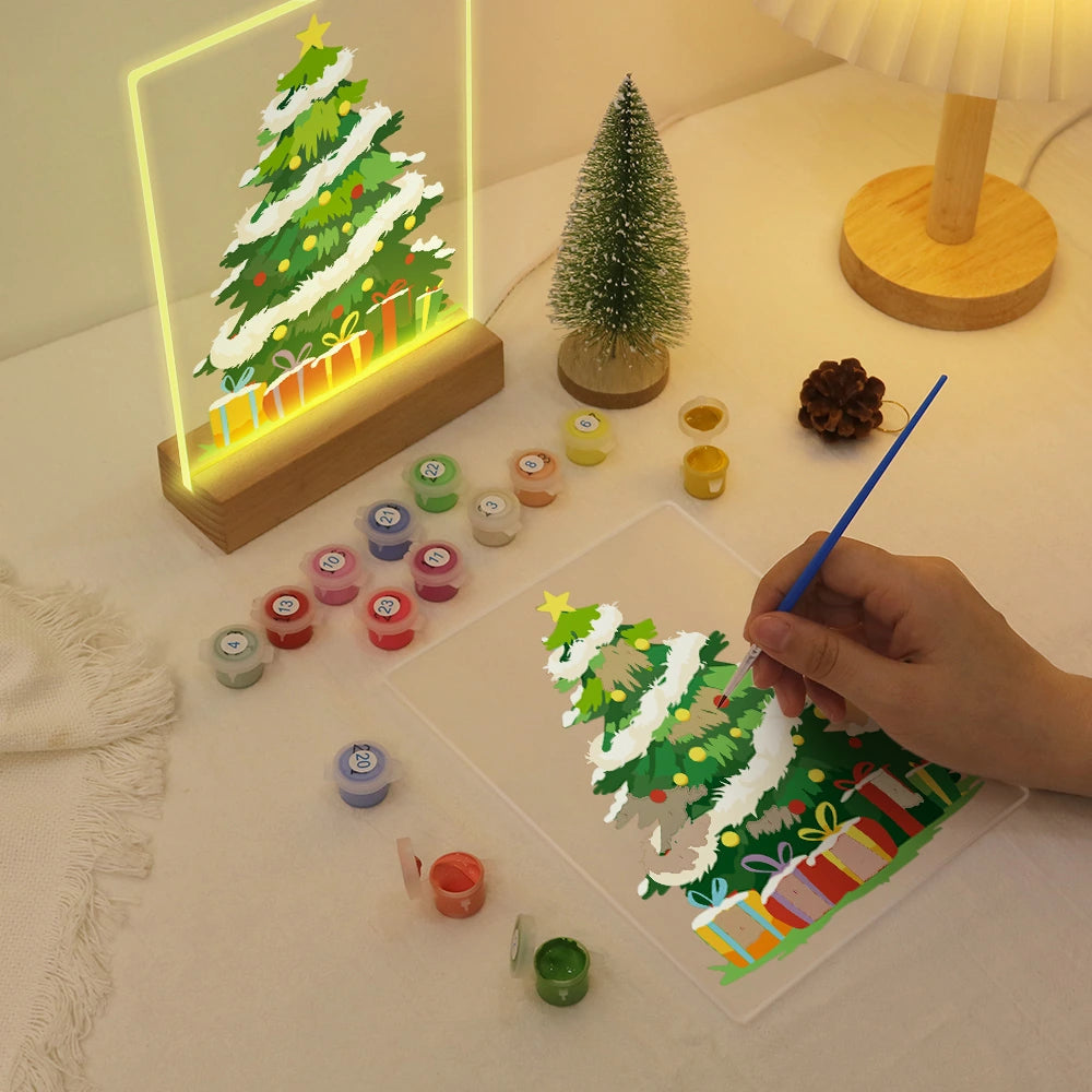 
Paint by Numbers - Christmas Light | Snow-Covered Tree with Presents